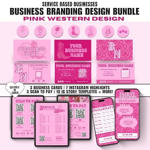 Pink Western Business Branding Bundle: Canva Templates for Beauty Professionals (PLR License, Digital Download