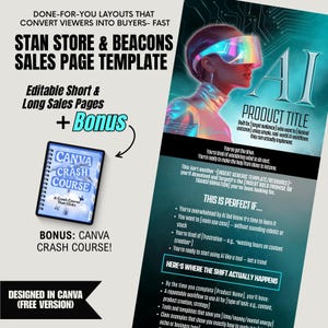 AI Sales Page Canva Template: Stan Store & Beacons Funnel (Digital Download)