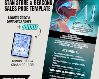 AI Sales Page Canva Template: Stan Store & Beacons Funnel (Digitaler Download)