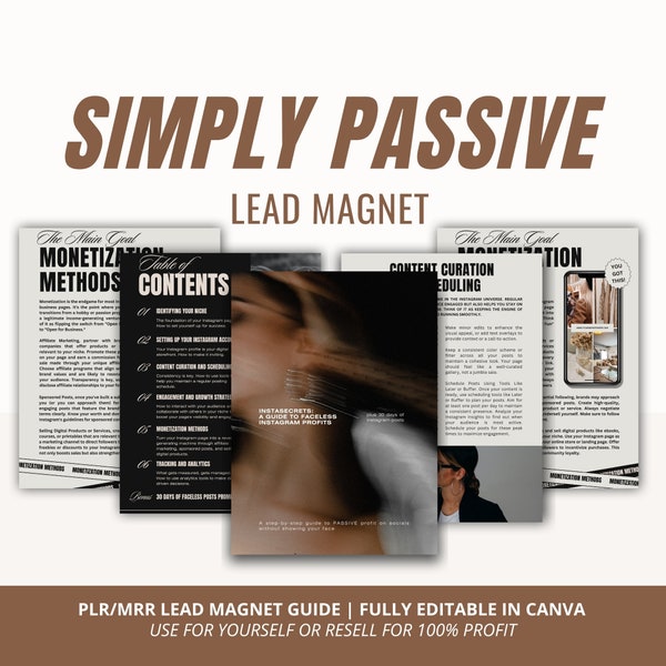 SP SIMPLY PASSIVE Course Lead Magnet guide ebook avec plr mrr Droits de revente | Guide d'aimant de plomb Simply Passive pour les spécialistes du marketing numérique