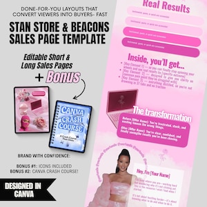 Stan Store & Beacons Sales Page Template: Editable Canva Funnel (Digital Download