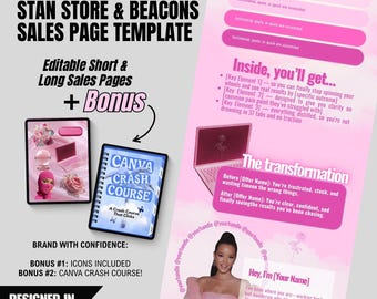 Stan Store & Beacons Sales Page Template: Bearbeitbarer Canva Funnel (Digitaler Download