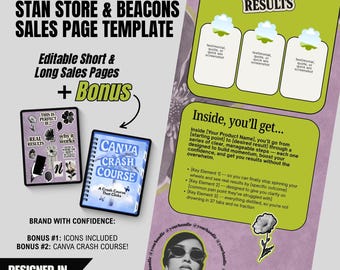Canva Sales Page Template: Stan Store & Beacons Funnel (Digital Download)