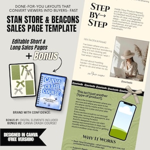 Editable Sales Funnel Landing Page Canva Template for Digital Products