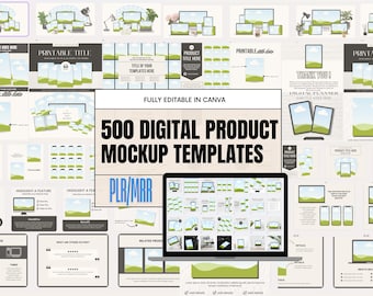 500 plantillas de maquetas de productos digitales: paquete PLR/MRR editable de Canva para Etsy