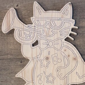 Jazz Cat Digital Download -  Files, Laser Cutting Template, DIY Craft, Paint Your Own Cat Decor, Jazz Music Lover File