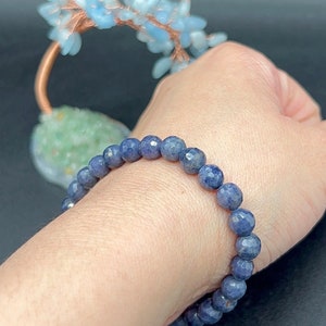 Faceted Sapphire Crystal Bracelet / Good Quality / 6 MM, 6.5 Inches