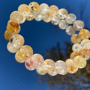 Pyrite in Golden Healer Quartz Crystal Bracelet ~ 10 MM ~