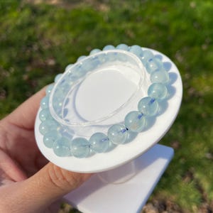Cloud Aquamarine Crystal Gemstone Bracelet / 8 MM