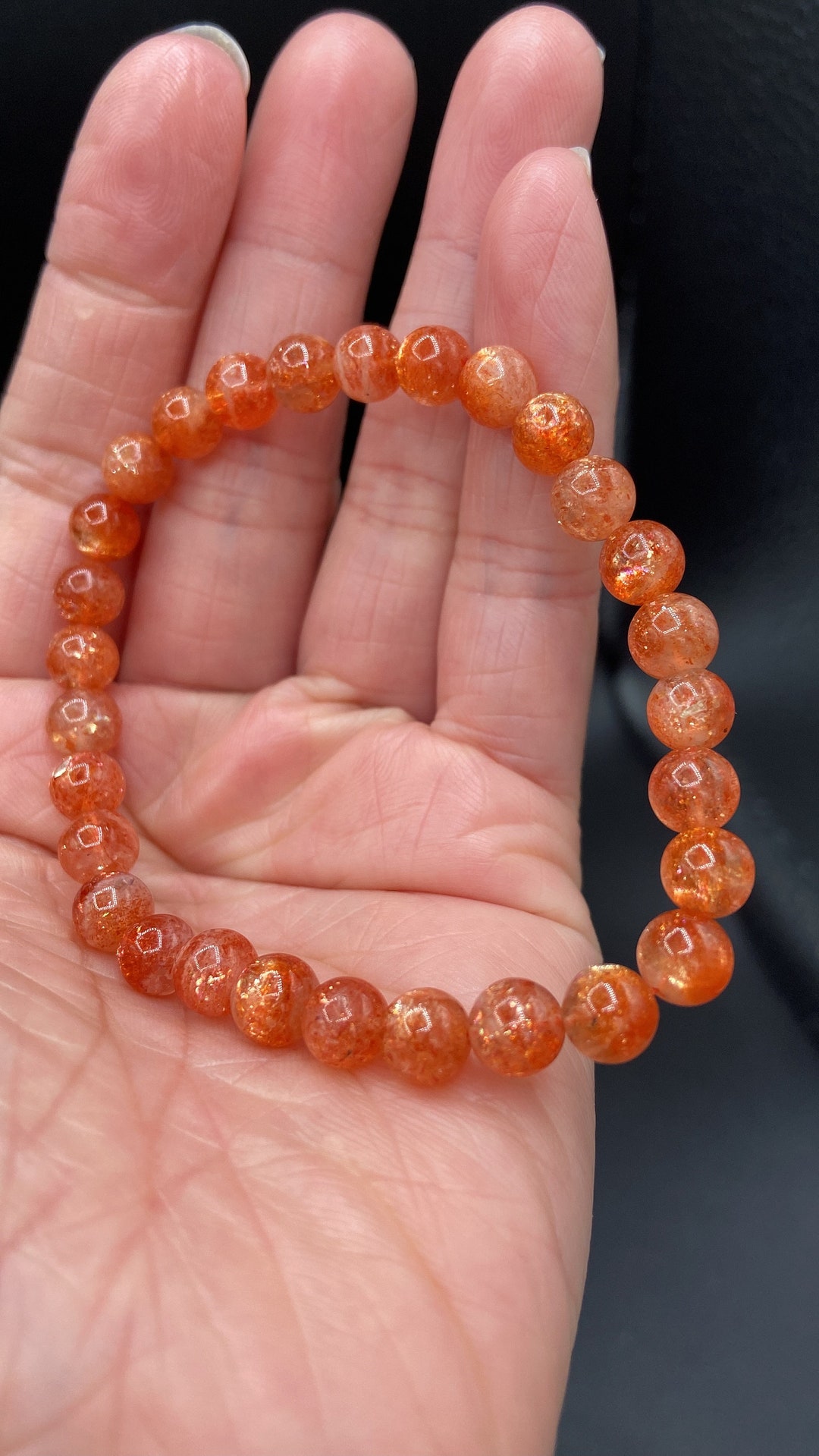 Golden Sunstone Crystal Gemstone Bracelet 6 MM, Beaded Stretch Bracelet