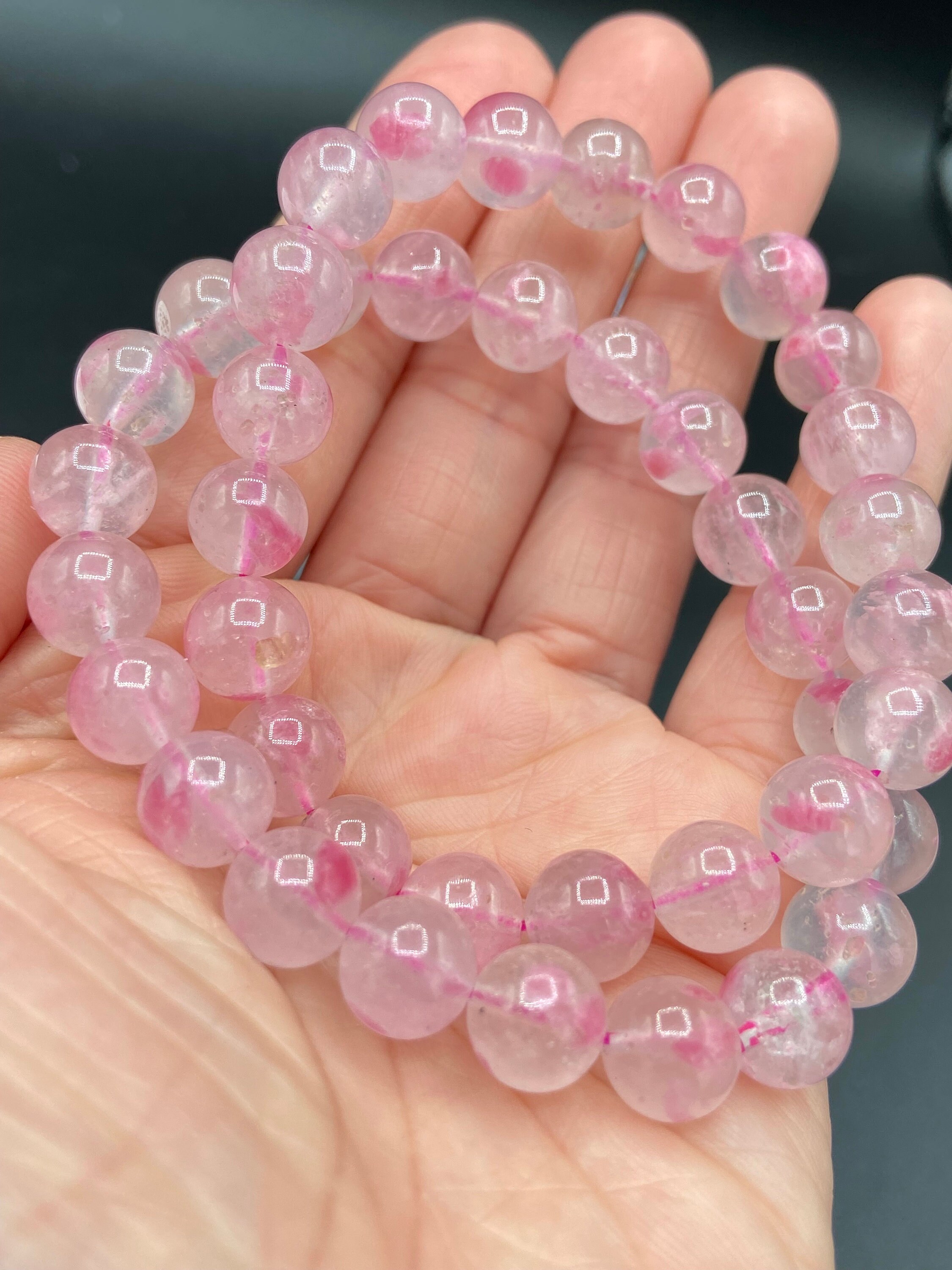 Sakura Rhodonite Crystal Gemstone Bracelet 9 MM, Beaded Stretch ...