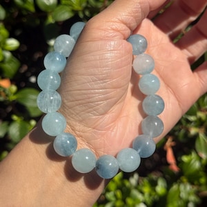 Natural Aquamarine Crystal Gemstone Bracelet ~ 12 MM