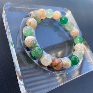 Green Flower Agate Crystal Bracelet ~  11 MM ~ Transformation, New Beginnings, Clarity ~ Chunky size