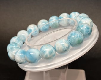 Großes LARIMAR Kristall Armband ~ 13 MM - Für Ruhe, Klarheit