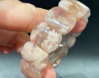 フラワーアゲートストーンバングル • 研磨された天然クリスタル 