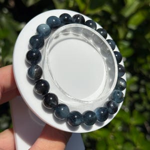 Devil Aquamarine Crystal Bracelet with Hematite, 9 MM Beads
