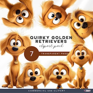 Clipart di un cucciolo di Golden Retriever bizzarro, sorridente, coccoloso, divertente illustrazione di un cane ad acquerello, illustrazione umoristica di un Labrador, grafica PNG di un cane