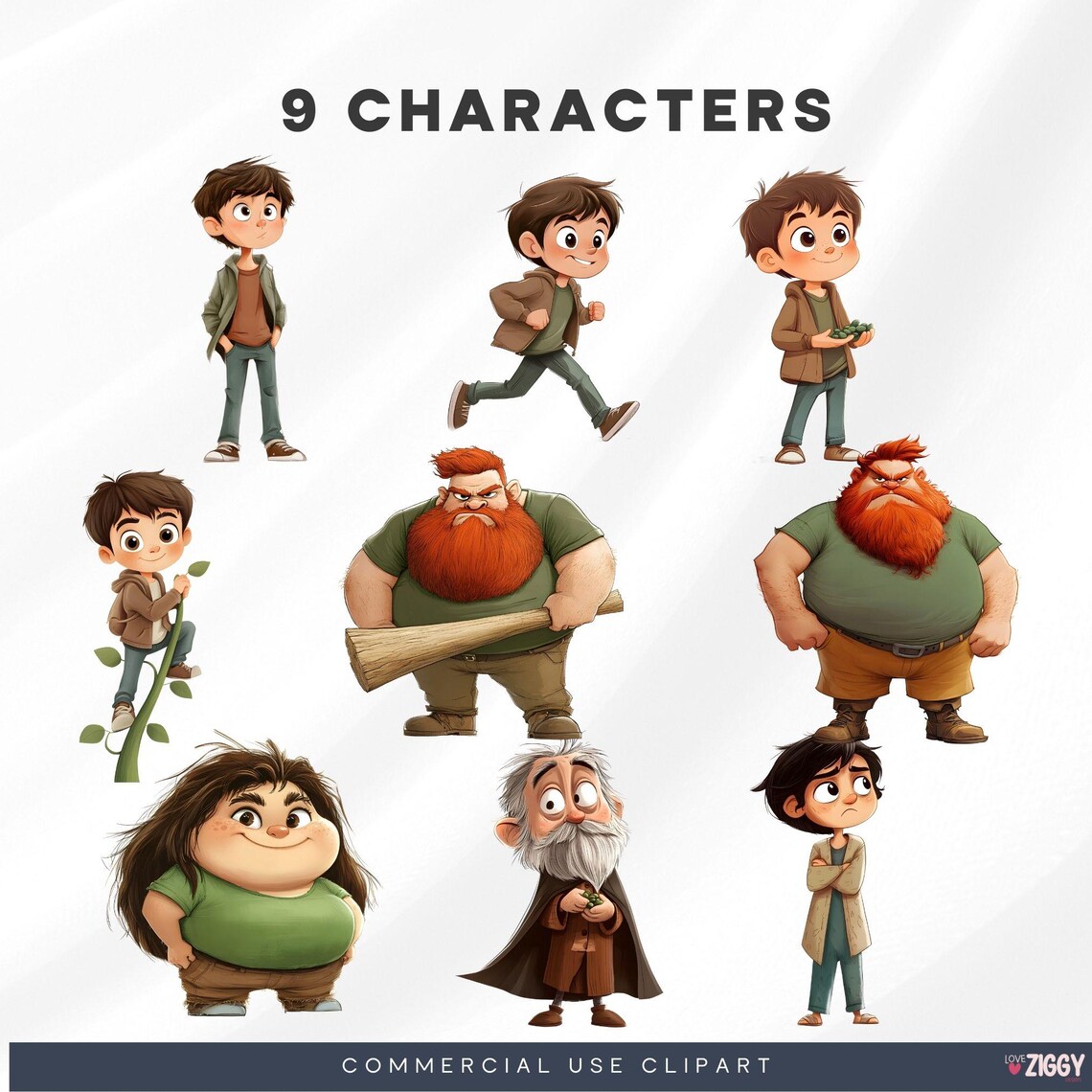 Jack and the Beanstalk Clipart: Fairytale Storybook Graphics (digital ...