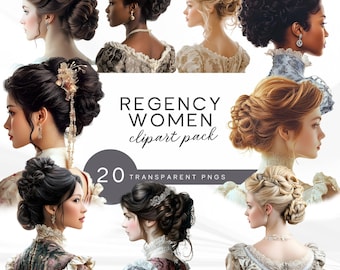 Regency Fashion Clipart: Victorian Pride and Prejudice Style, Watercolor Illustrations (Digital Download)