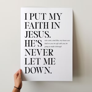 Aesthetic Christian wall art poster with minimalist typography displaying an inspirational Bible verse, ideal for modern home decor."