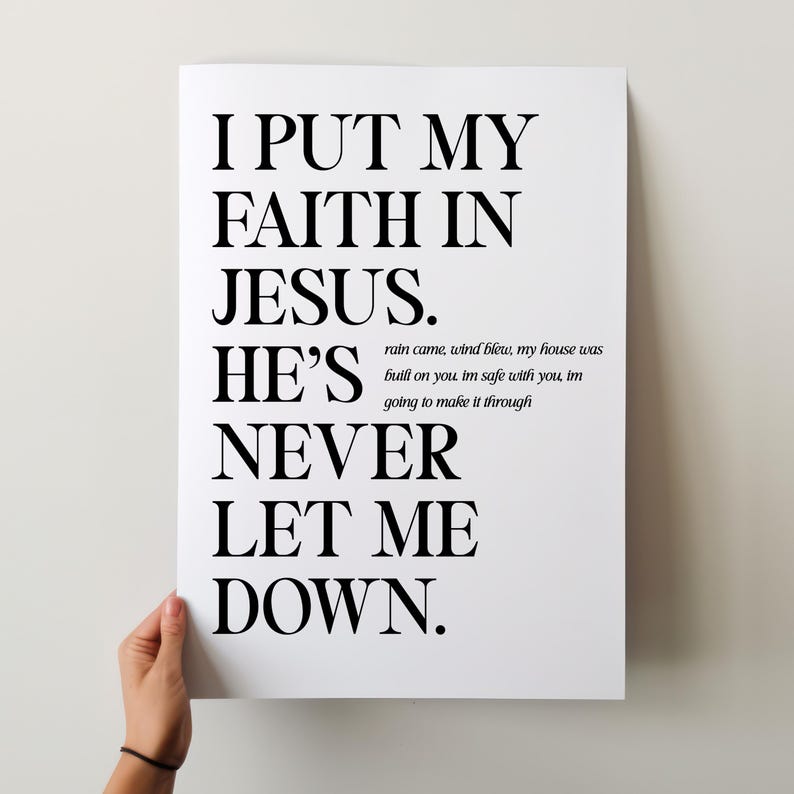 Aesthetic Christian wall art poster with minimalist typography displaying an inspirational Bible verse, ideal for modern home decor."