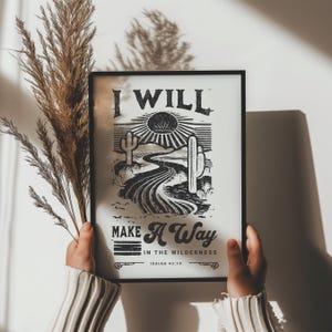 Western-style Christian wall art print featuring an inspirational Bible verse, perfect as a housewarming gift or rustic home decor for teens.