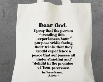 Religious Cotton Canvas Tote Bag - Prayer Design