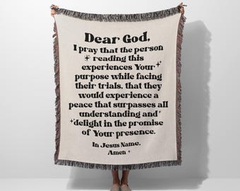 Christian Prayer Woven Throw Blanket: Religious Gift