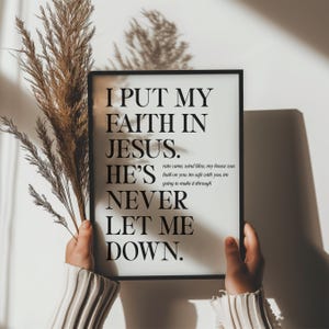 modern religious wall art poster featuring an elegant Bible verse print in neutral tones, perfect for women’s living room decor or as a Christian gift idea