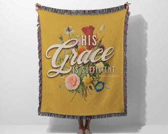 Bible Verse Woven Throw Blanket: Christian Tapestry, Prayer Blanket