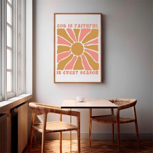 Retro Christian Wall Art Print For Women Christian Housewarming Gift Idea For Catholic Faith Based Living Room Wall Art For First Home Buyer