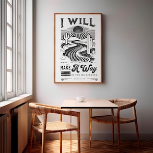 Aesthetic Bible Verse Print in Home Setting. 
Bible verse wall art in a modern living room. 
Country-style Christian wall art print with an uplifting Bible verse, great for housewarming gifts or adding a faith-filled touch to teen home decor.