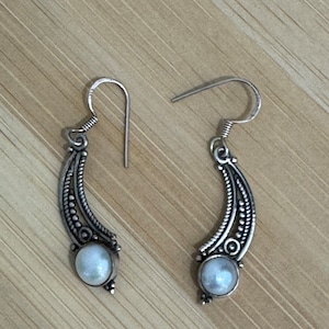 Silver with pearl drop earrings