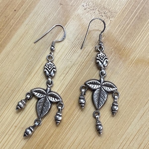 Sterling Silver leaf drop earrings