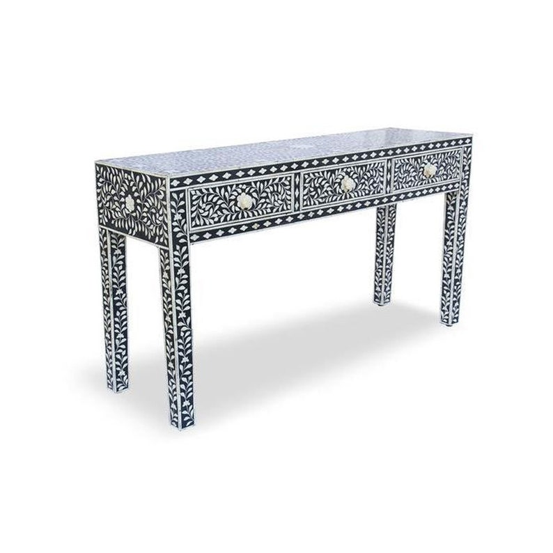 Coorg Dresser Console Black & White Bone Inlay image 2