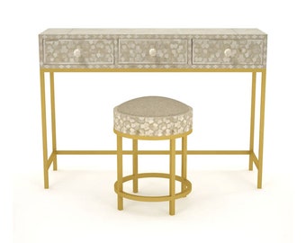Iris Mini Dresser Console - White Mother of Pearl Inlay