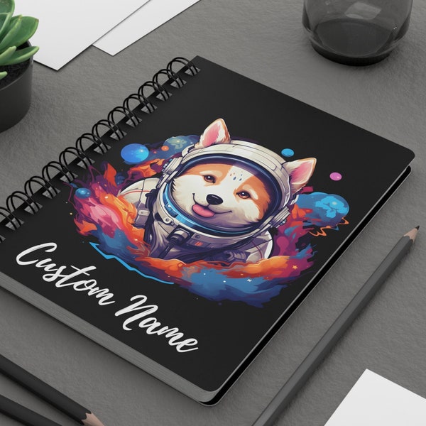 Custom Sketchbook Journal Notebook Kids Art Gift Personalized Drawings 5 X 7 Size Birthday Gift Cosmic Husky