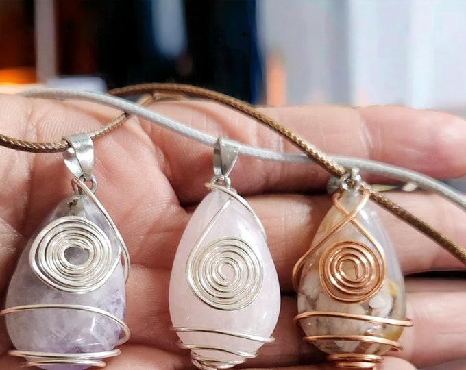 Handmade Crystal Wire Wrapped Crystal Pendants