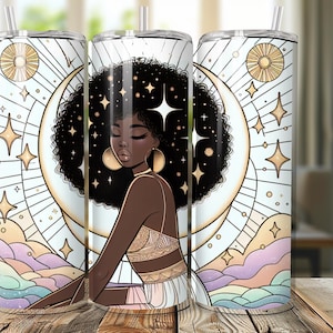 Melanin Kissed Black Woman 20 oz Insulated Tumbler - Black Woman Design with Unique Style - Drinkware Stylish Skinny Tumbler