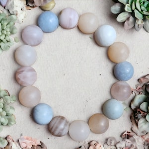 Matte Aquamarine and Morganite Crystal Bracelet