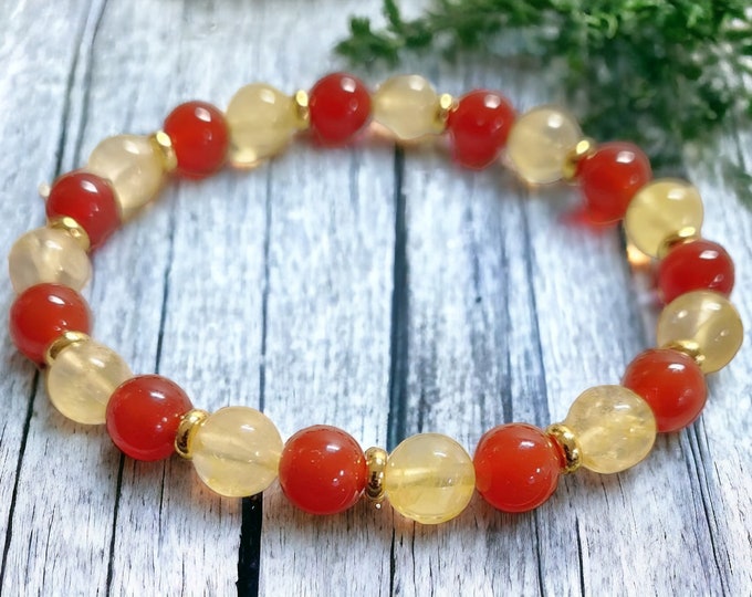 Lucky Girl Bracelet/Carnelian and Citrine