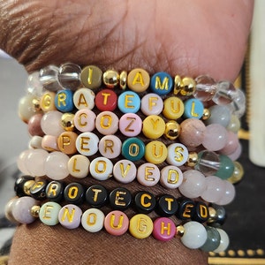 Bracelets d'affirmation JE SUIS/bracelets de perles de cristal d'intention