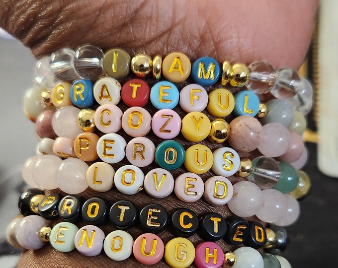 I AM Affirmation Bracelets/ Intention Crystal Beaded Bracelets