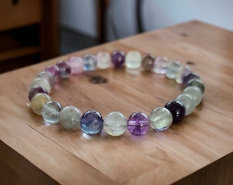 Rainbow Flourite 8mm Crystal Beaded Bracelet