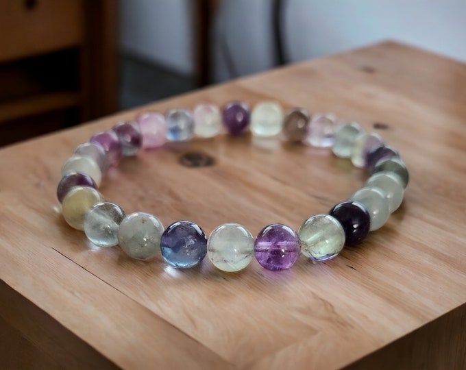 Rainbow Flourite 8mm Crystal Beaded Bracelet