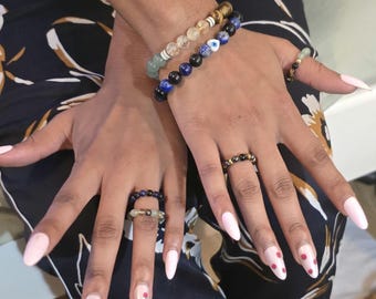 Crystal Bracelet and Ring Set: Triple Protection, Money Manifesting