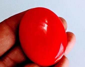 Natural Red Coral Oval Cabochon | 30 Carat Moonga Gemstone for Jewelry, Astrology