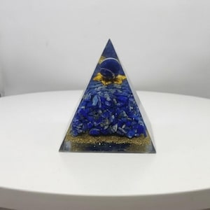 Piramide lapis lazuli orgon | Energiegenerator voor activering van het derde oog | Genezing van EMV-beschermingchakra | Meditatiekristal woondecoratiecadeau
