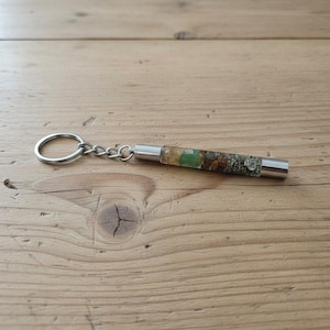 prosperity gemstone keychain featuring pyrite and aventurine