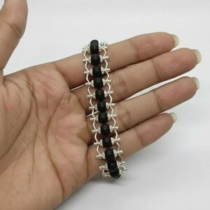 Unisex Karungali Protection Bracelet | Natural Healing Blackwood Jewelry with Silver Elements | Chakra Balancing & Spiritual Safety Bracelet | Gift for Her & Him
